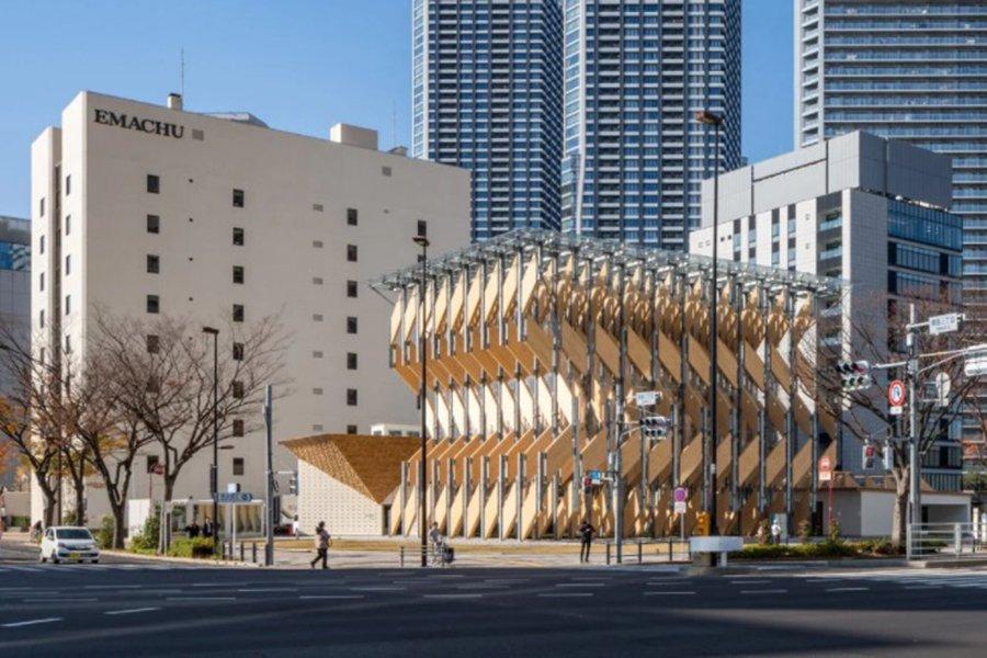 Kengo Kuma строит временный павильон в Японии из поперечно-клееных деревянных панелей