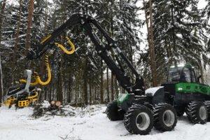 Новый харвестер «АМКОДОР» проходит испытания в лесу